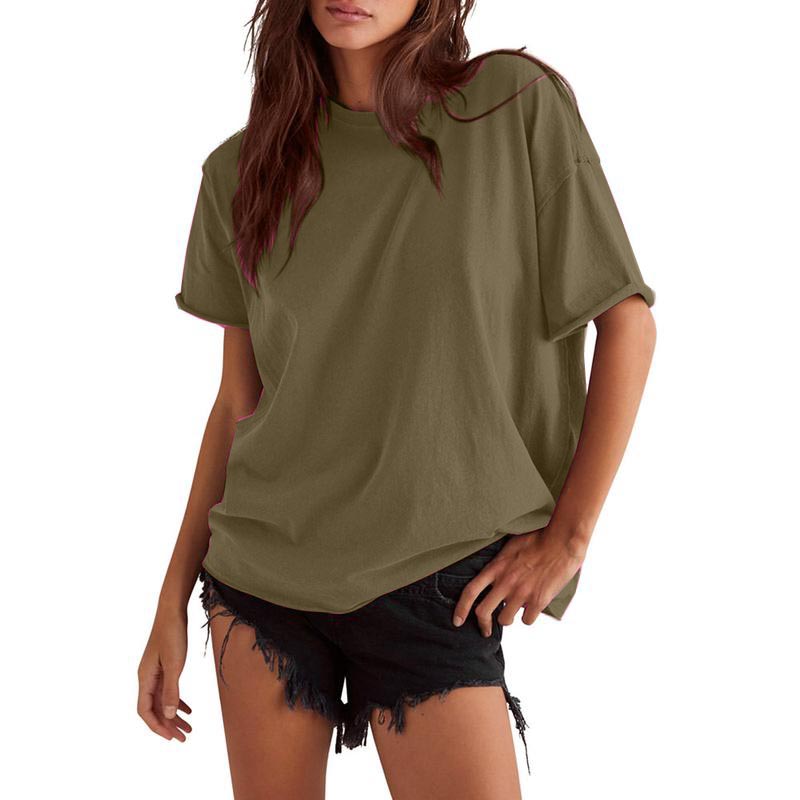 Womens Solid T Shirts for Women Loose Oversized Tops Basic Tee(buy 2 free shipping!!!)