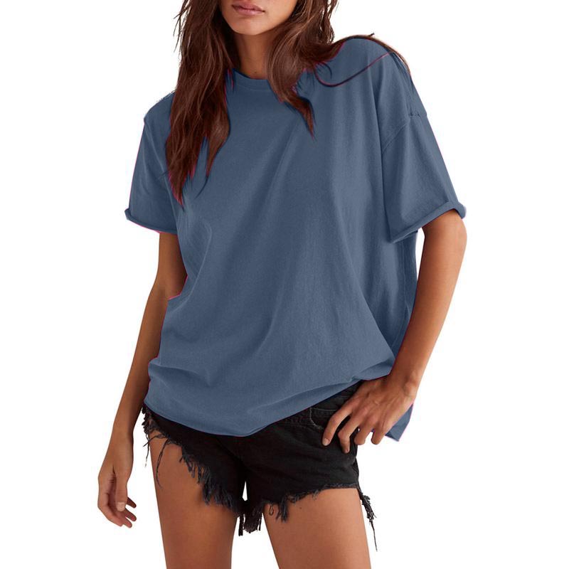 Womens Solid T Shirts for Women Loose Oversized Tops Basic Tee(buy 2 free shipping!!!)