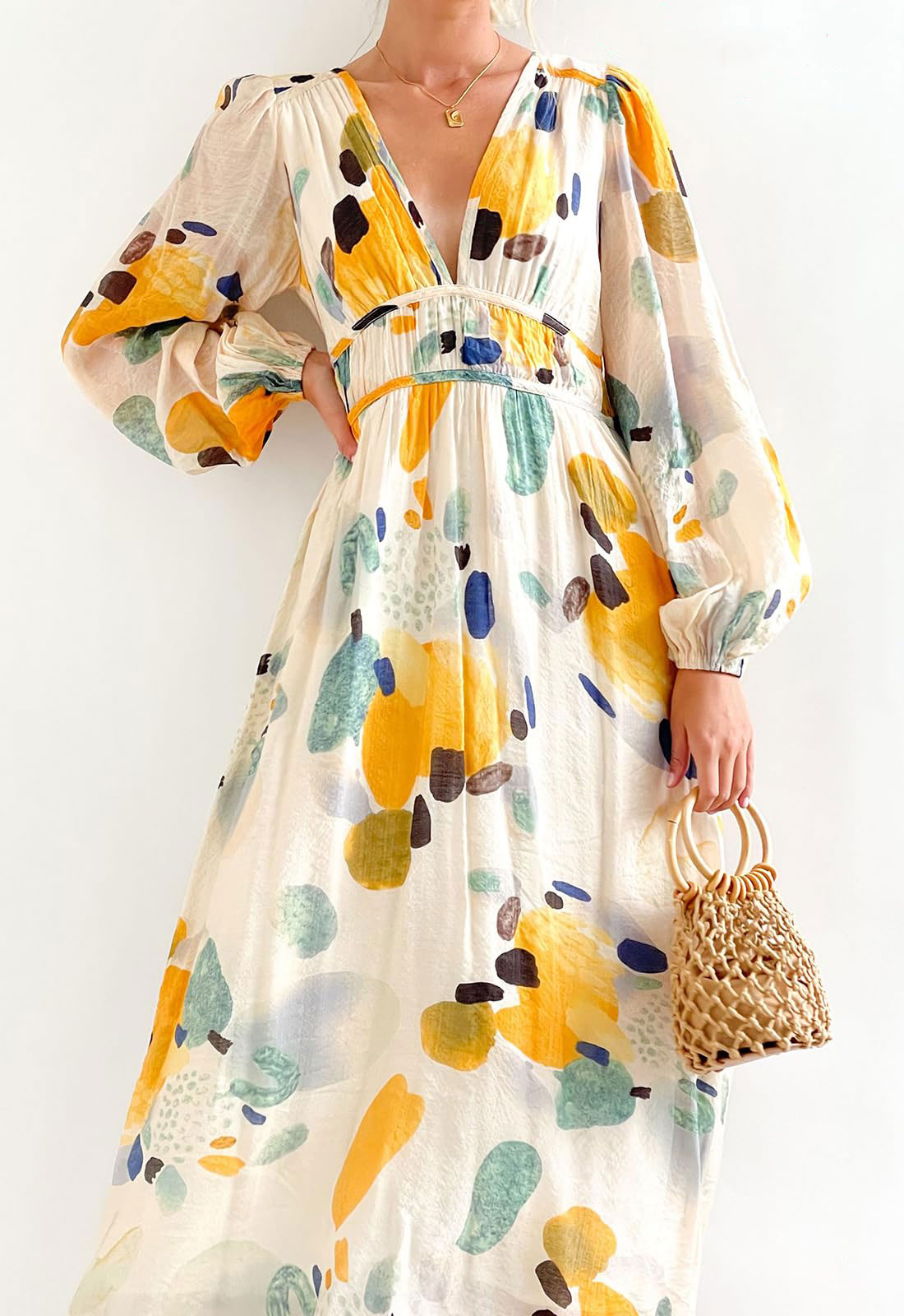 ⏰Women's 2024 Long Sleeve Boho Floral Maxi Dress-hivebabe.com
