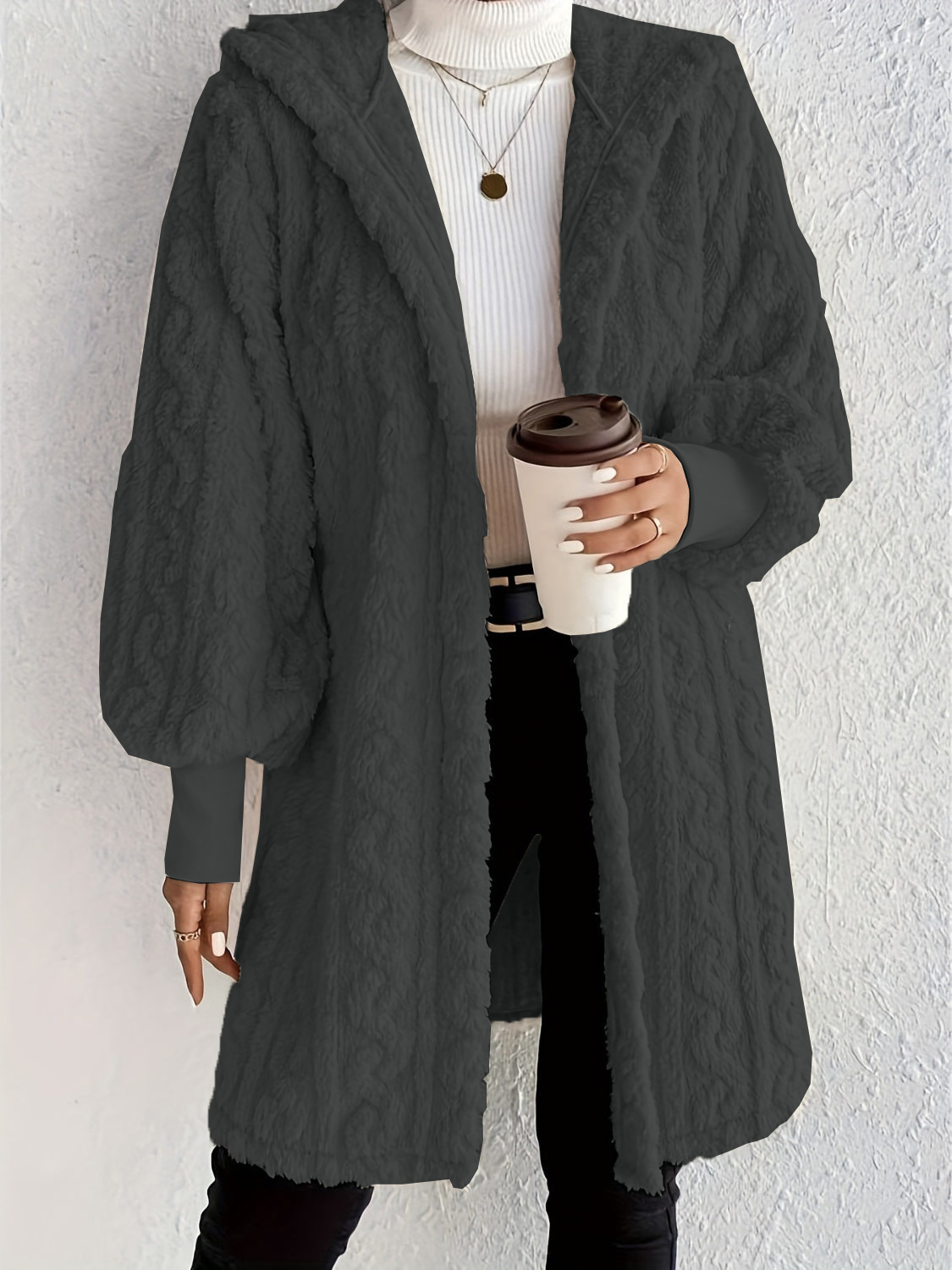 Cozy Open-Front Hooded Jacket –Fuzzy Long Sleeve Layer (Final Days: Big Savings!!!)
