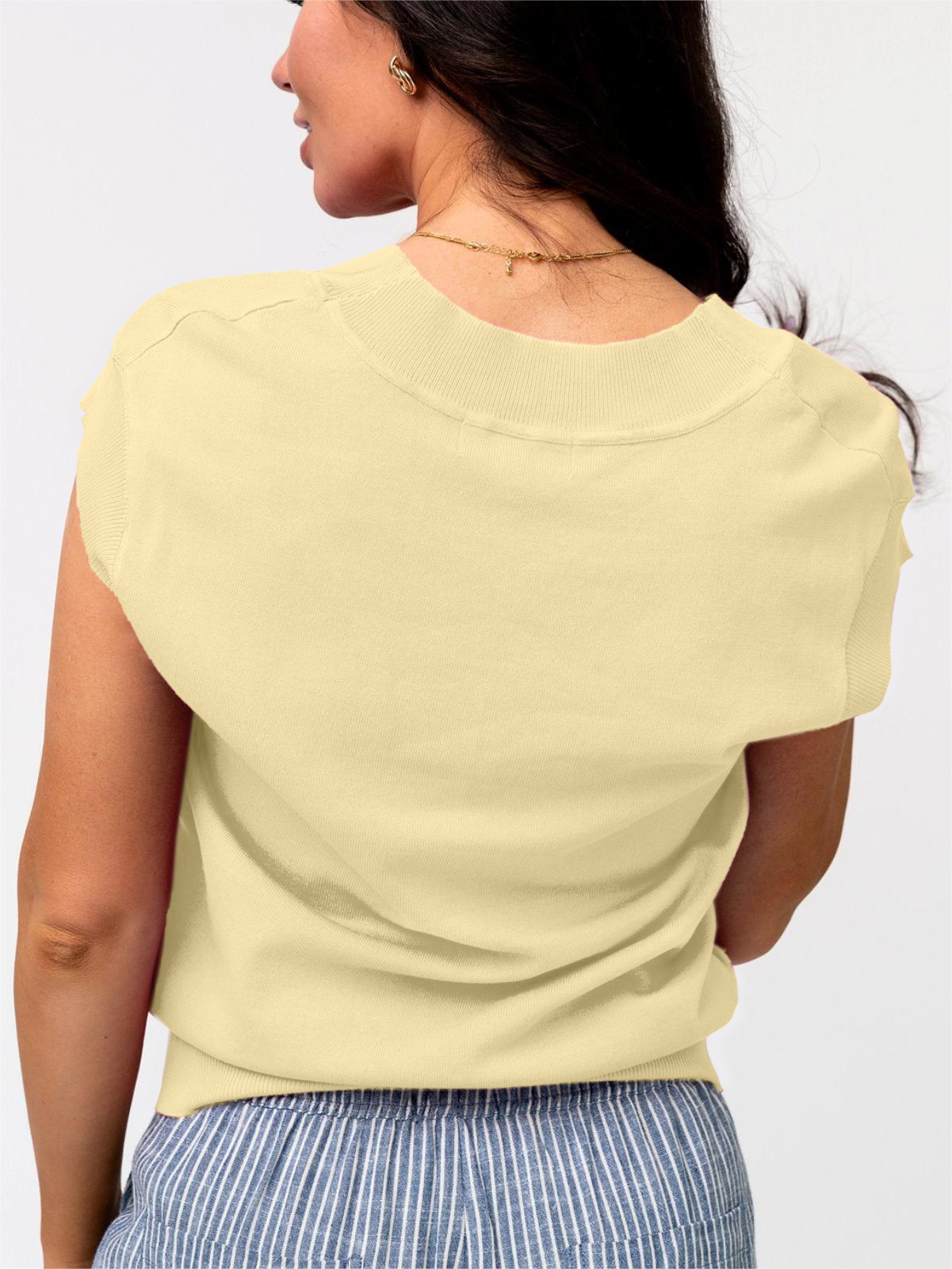 Womens  V Neck Cap Sleeve Basic Tops 💥Buy 3 Free Shipping
