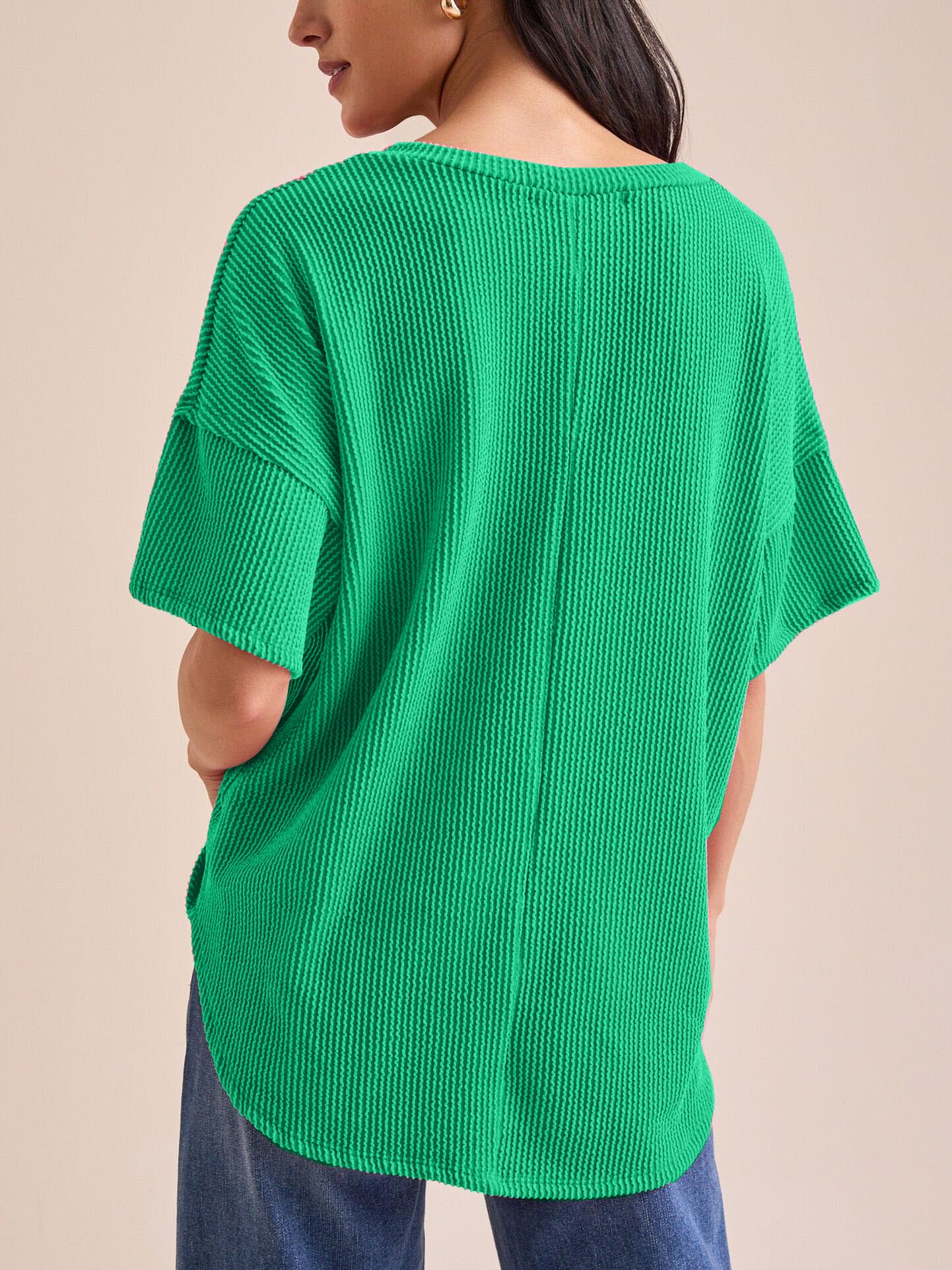 Women's Summer Ribbed Tunic Top