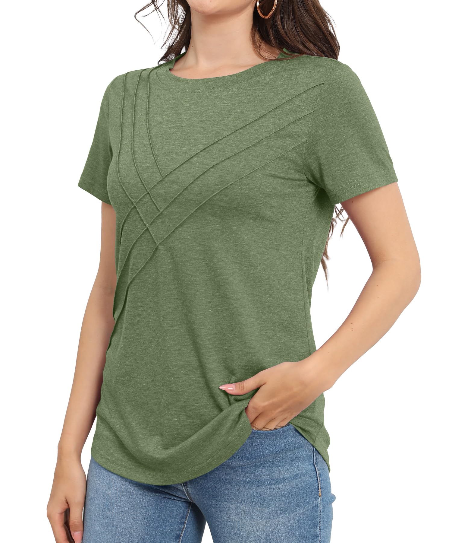 Women's Pleated Short Sleeve Top (buy 3 free shipping!!!)