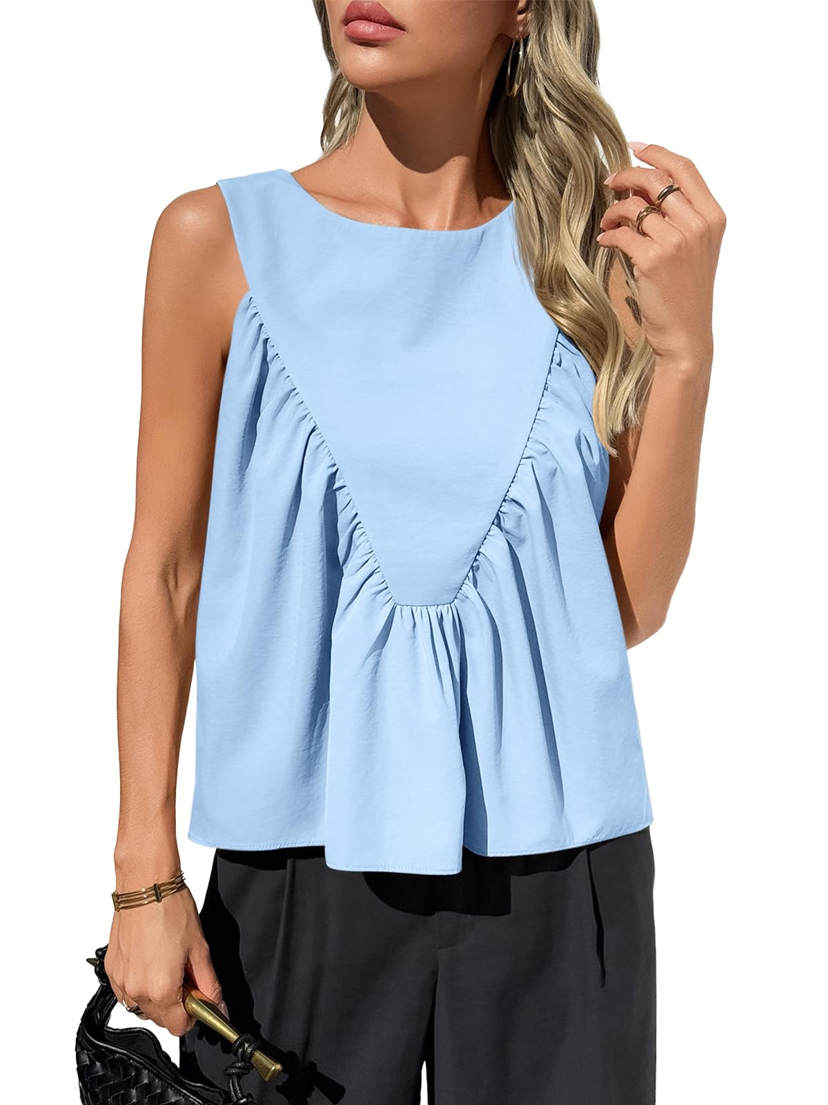 Womens Peplum Babydoll Tank Tops Summer Sleeveless Loose T Shirts (Buy 2 Free Shipping!!!)