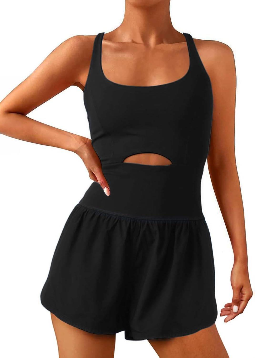 Women's Workout Jumpsuits Rompers With Padded Bras And Attached Liner