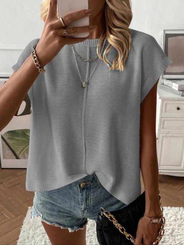 Women's Casual Breathable Fitted Short Sleeve Round Neck Knit Top (Buy 2 Free Shipping!!!)