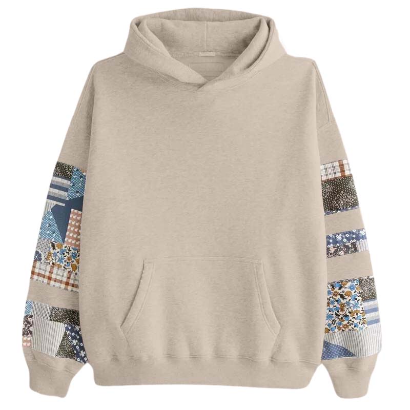 Womens Quilted Graphic Essential Popover Hoodie