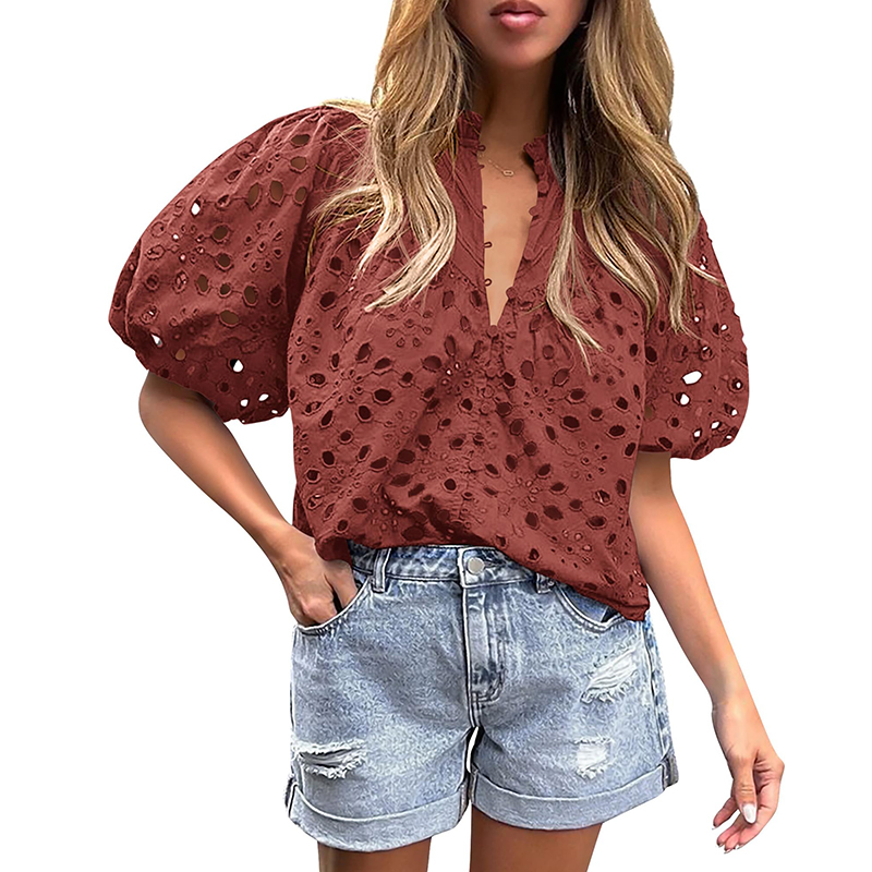 Women's Summer V-Neck Hollow Lace Top✨BUY 2 FREE SHIPPING✨