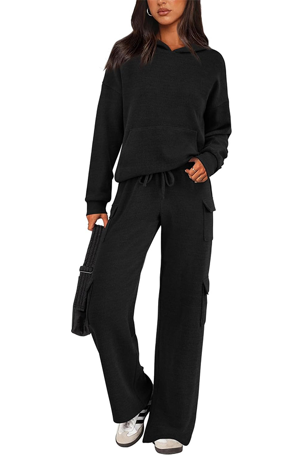 Women's Casual Hooded Sweatshirt Pocket Pants 2 Piece Set