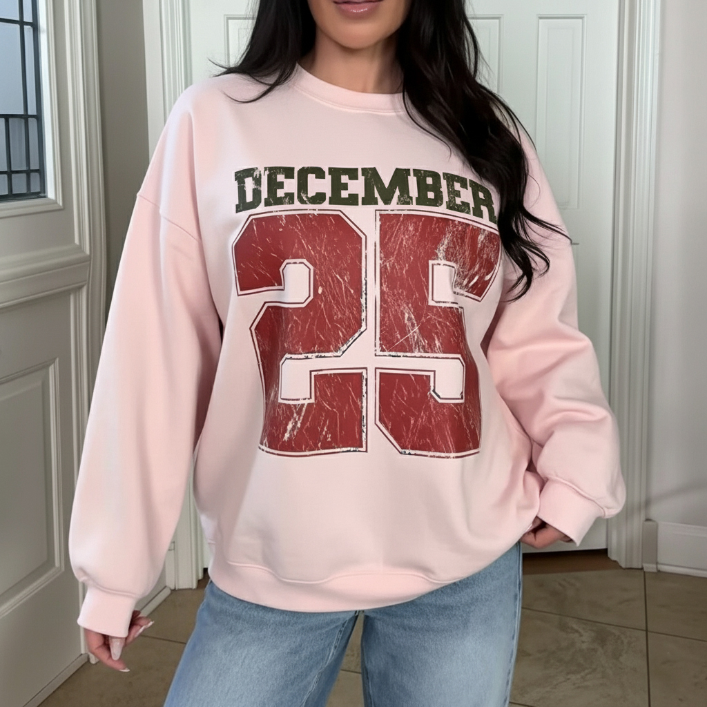 Retro December 25 Christmas Crewneck Sweatshirt