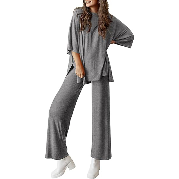 Women's 2 Piece Outfits Casual Short Tops and Wide Leg Pants Lounge Sets (Buy 2 Free Shipping)