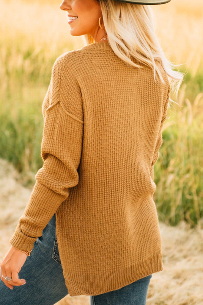 Henley Waffle Knit Sweater