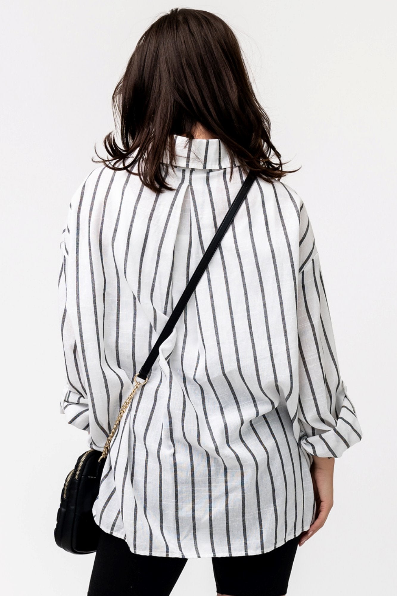 HOT SALE Women's Fashion Striped Button Shirt Long Sleeve Jacket 