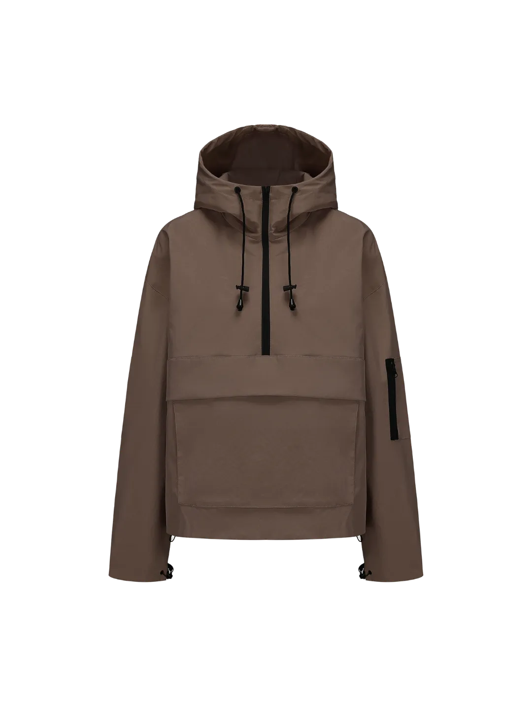 Fleece-lined Waterproof Raincoat Hoodie With Kangaroo Pocket