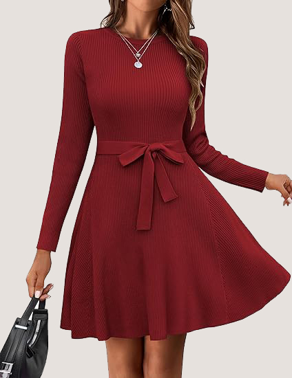 Women's Fall Winter Casual Dress Crewneck Long Sleeve A-Line Sweater (BUY 2 FREE SHIPPING!!!)