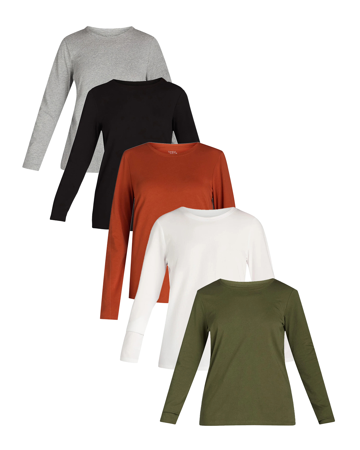 Women's Cotton Crewneck Tee with Long Sleeves