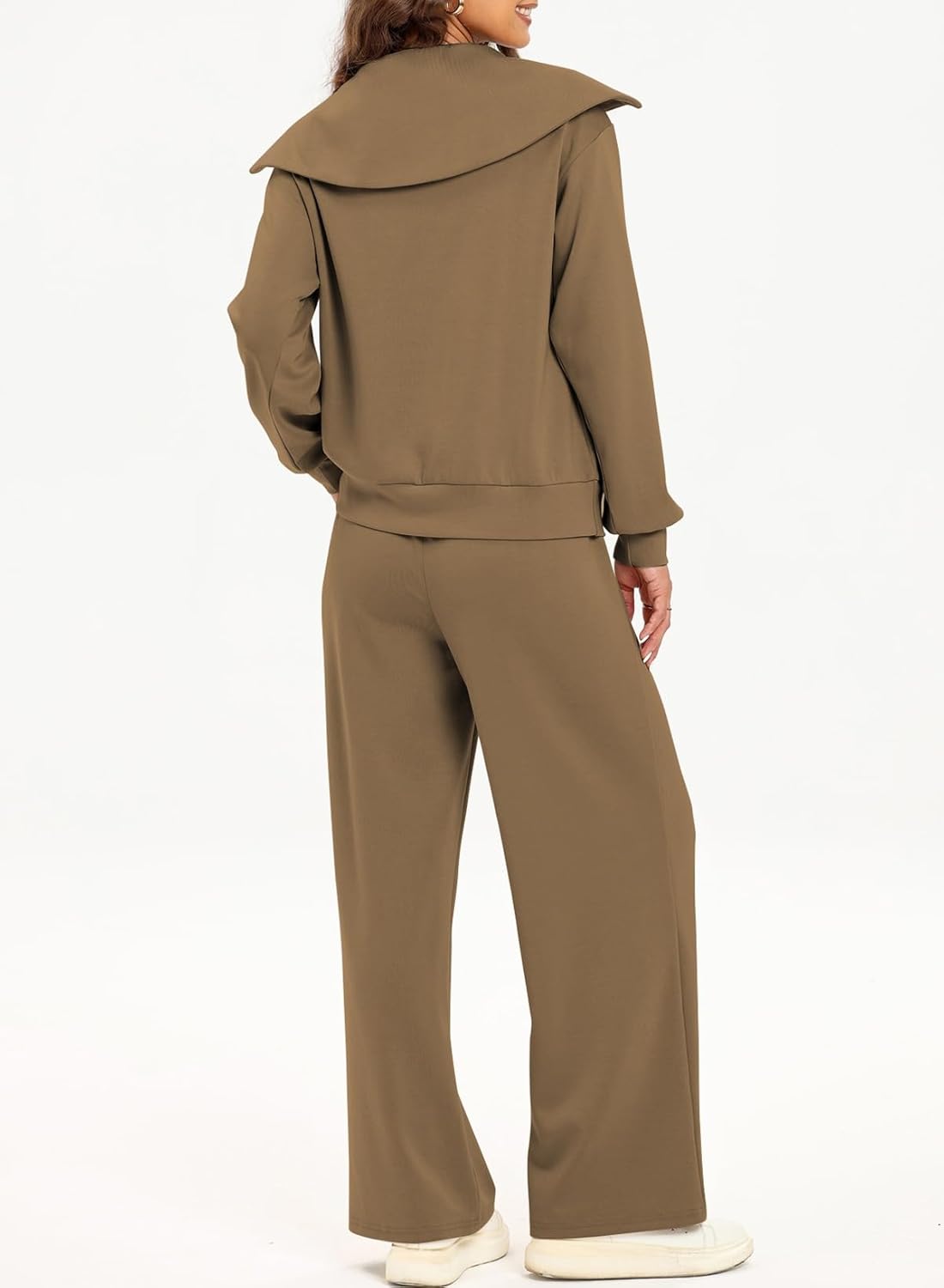 Women's Half Zip Sweatshirt & Wide Leg Sweatpant Tracksuit Set