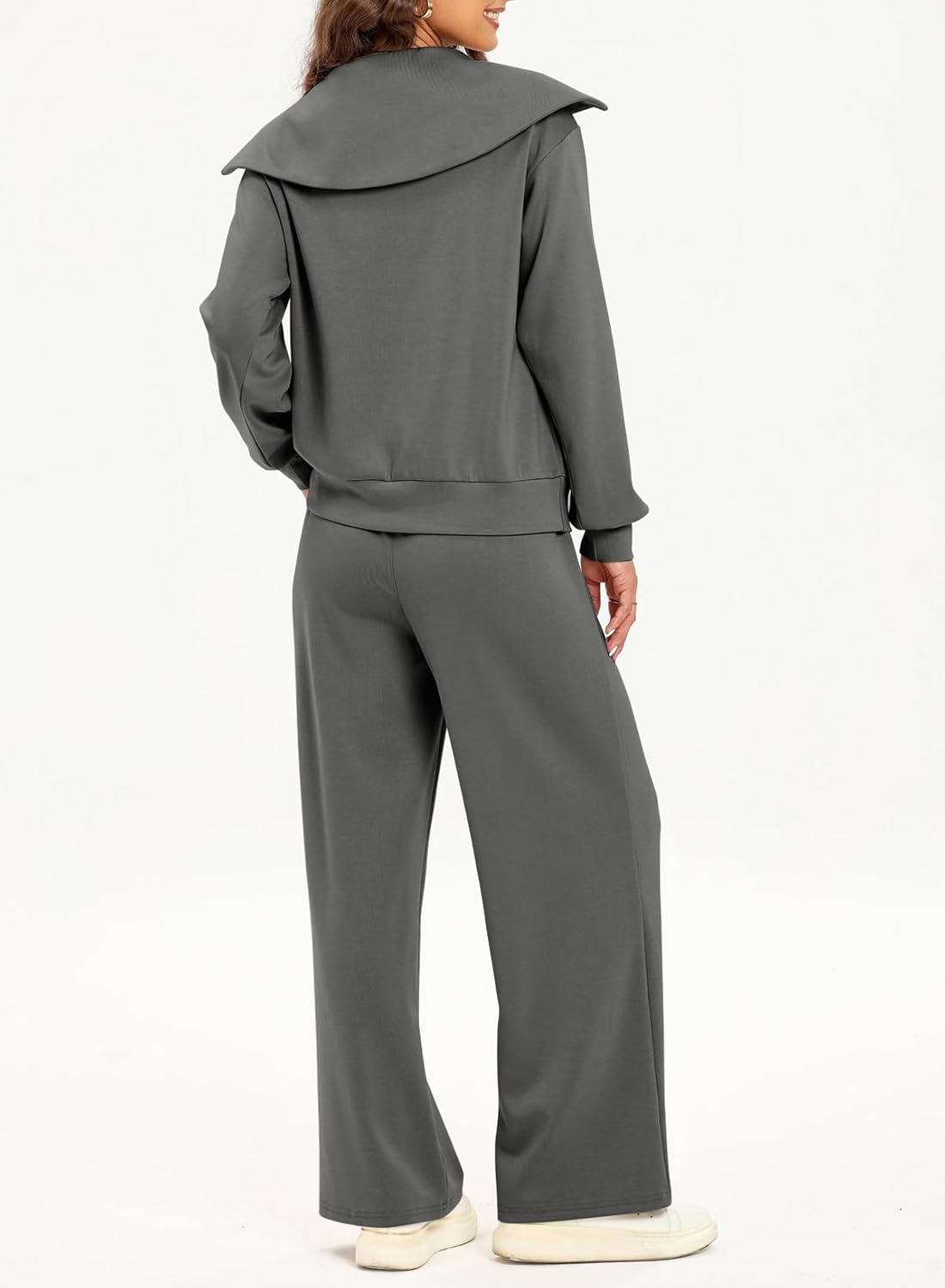 Women's Half Zip Sweatshirt & Wide Leg Sweatpant Tracksuit Set