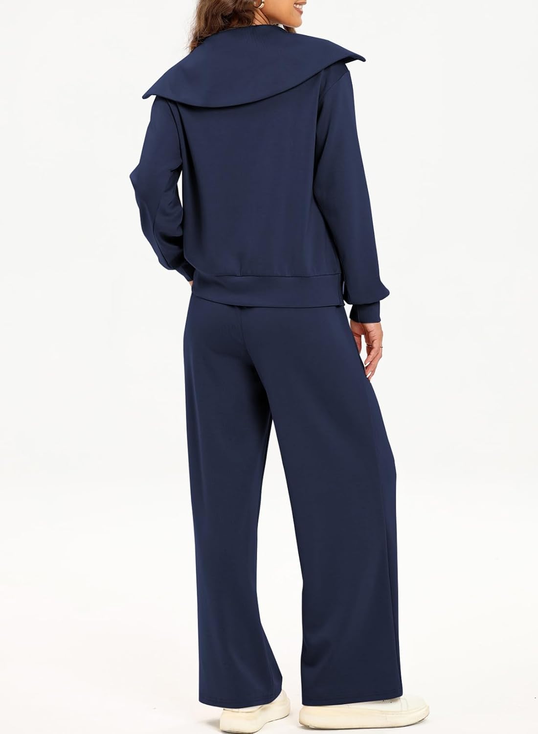 Women's Half Zip Sweatshirt & Wide Leg Sweatpant Tracksuit Set