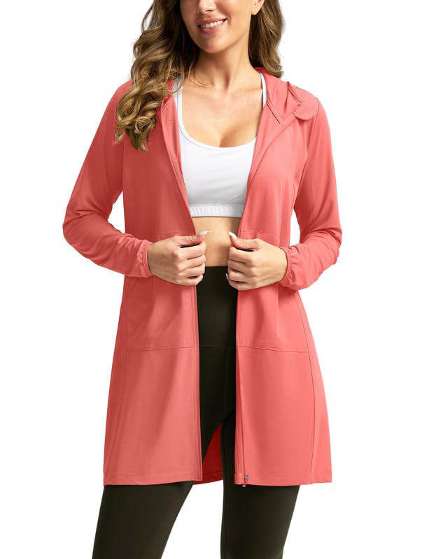 Women's Swim Cover Up Sun Protection Hoodie Long Jacket