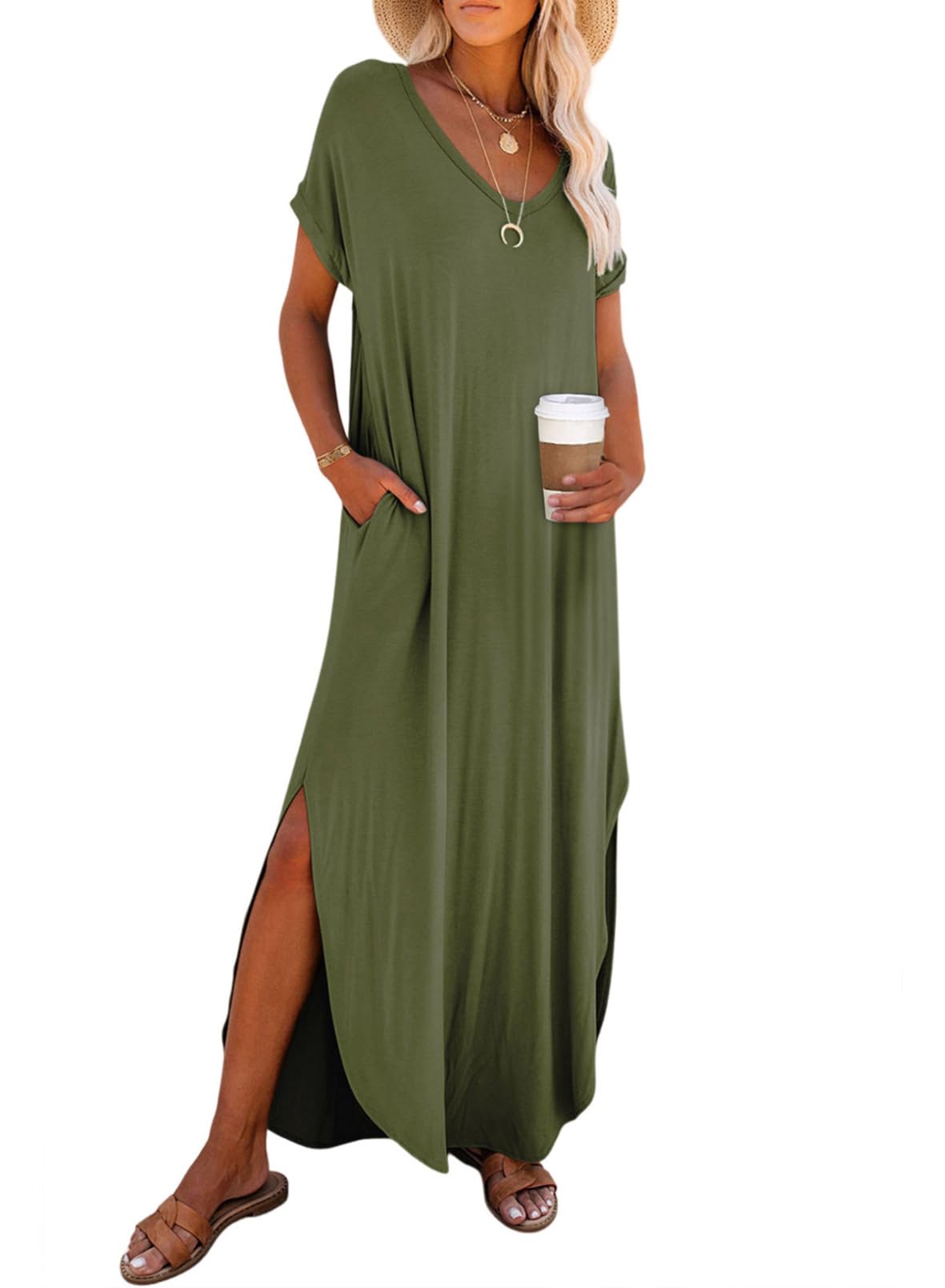 Womens Summer Casual Loose Maxi Dresses  Beach Outfit 