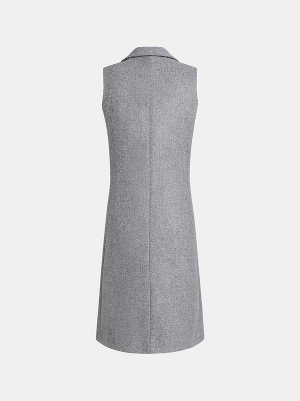 Women's Double Button Lapel Neck Longline Vest Overcoat