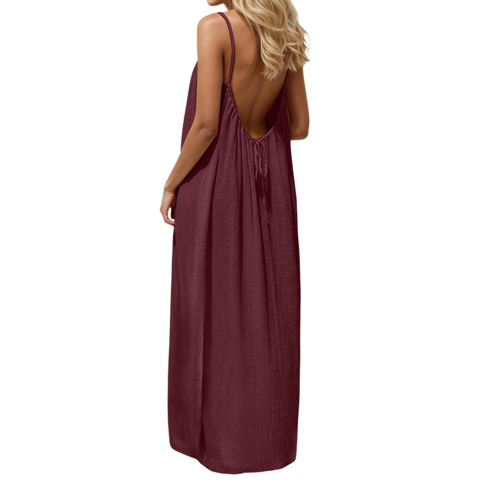 HOT SALE Women's Spaghetti Strap Backless Cami Lounge Dress