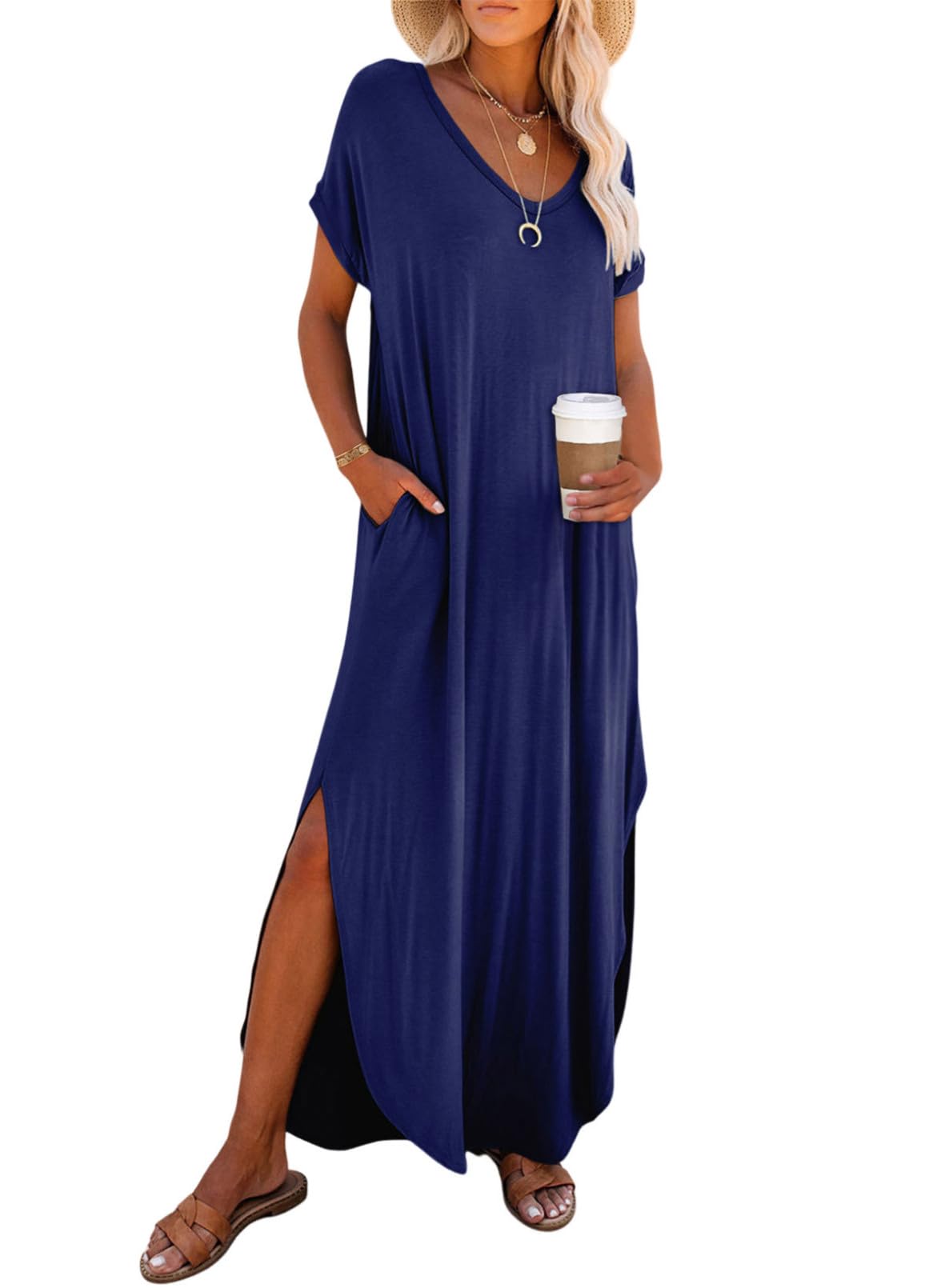 Womens Summer Casual Loose Maxi Dresses  Beach Outfit 