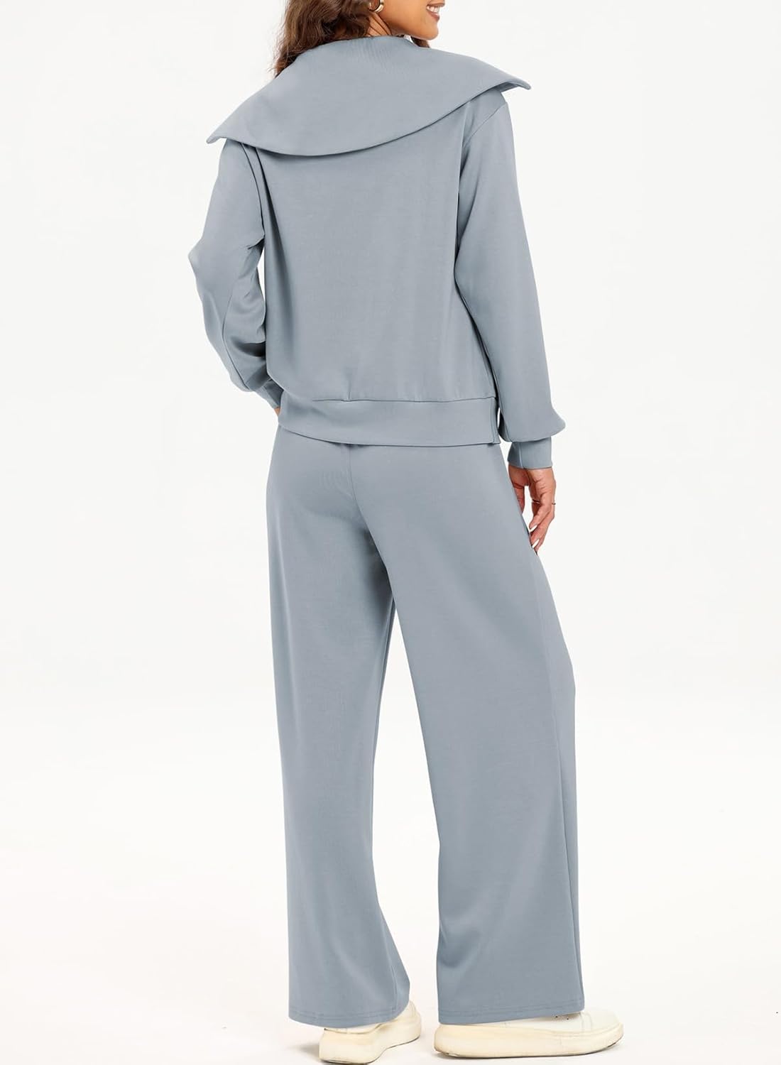Women's Half Zip Sweatshirt & Wide Leg Sweatpant Tracksuit Set