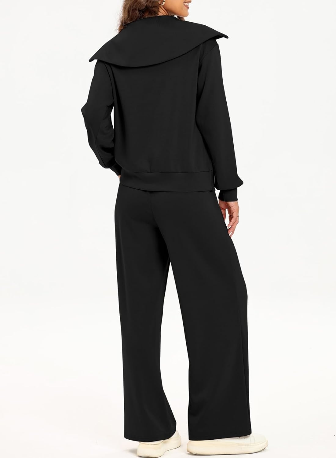 Women's Half Zip Sweatshirt & Wide Leg Sweatpant Tracksuit Set