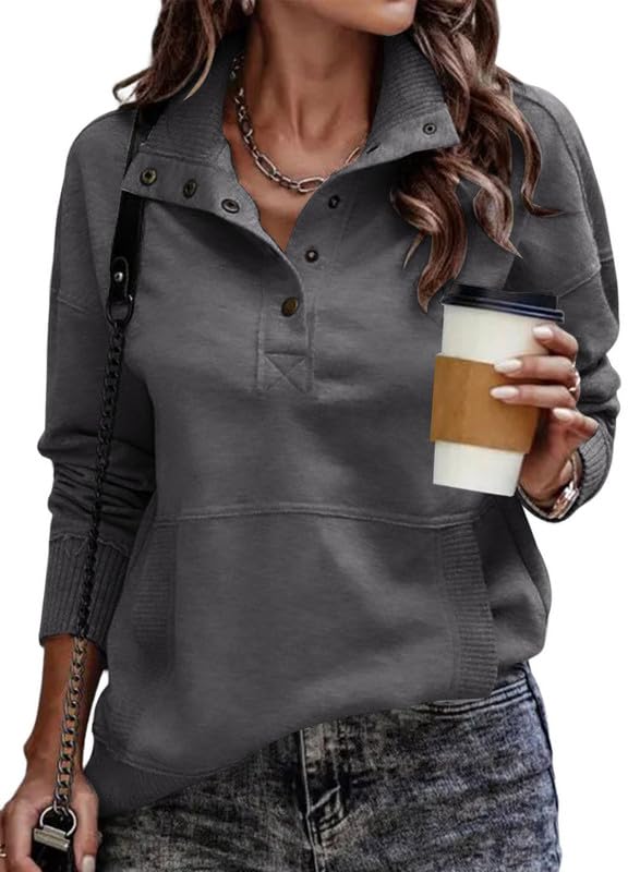 Women's Button Lapel Sweatshirt With Pockets(Buy 2 Free Shipping)