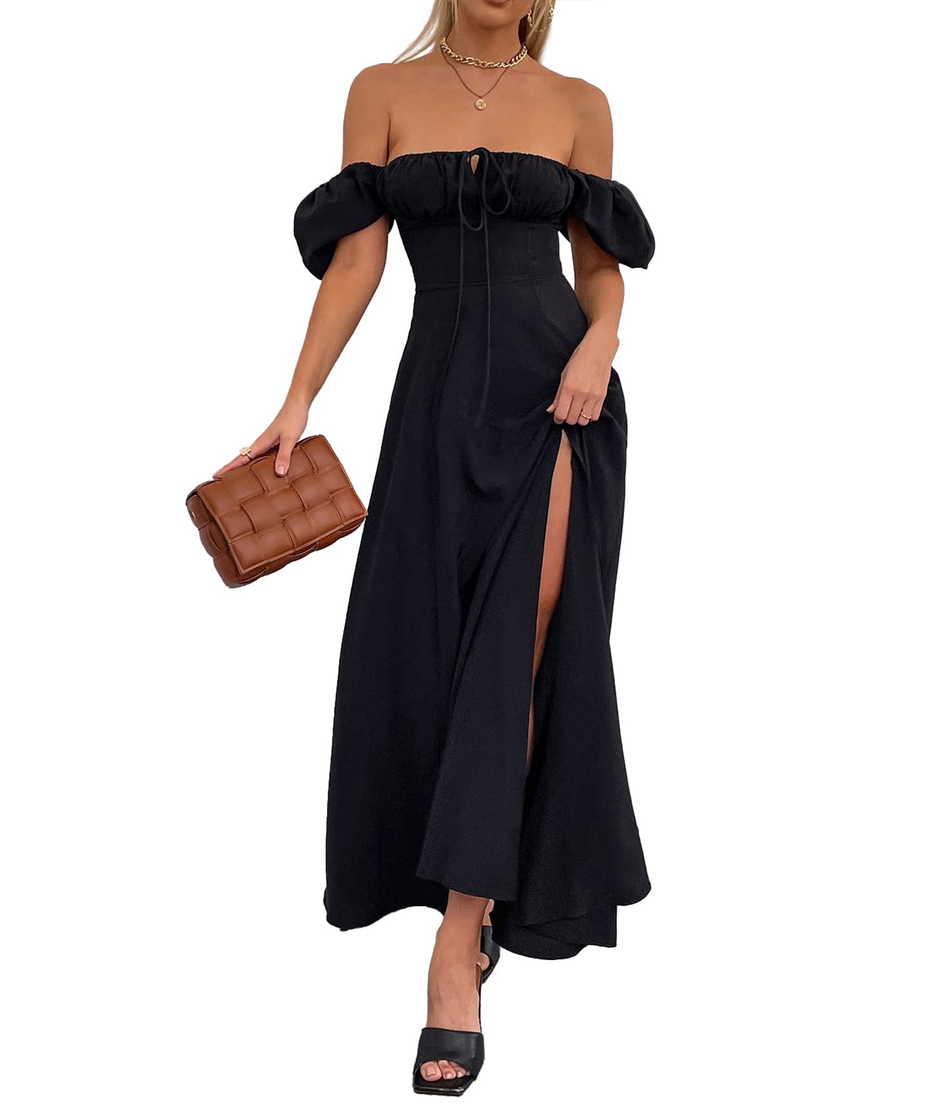 💃Elegant Square Neck Puff Sleeve Floral Maxi Dress💐Buy 2 Free Shipping