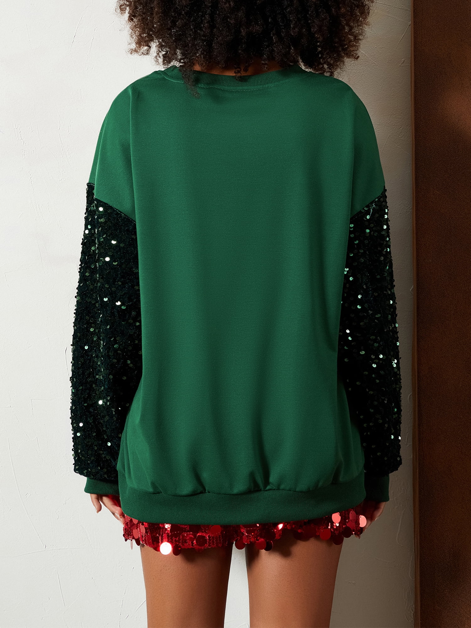 HOT SALE Women's Santa Sequin Patchwork Sweatshirt
