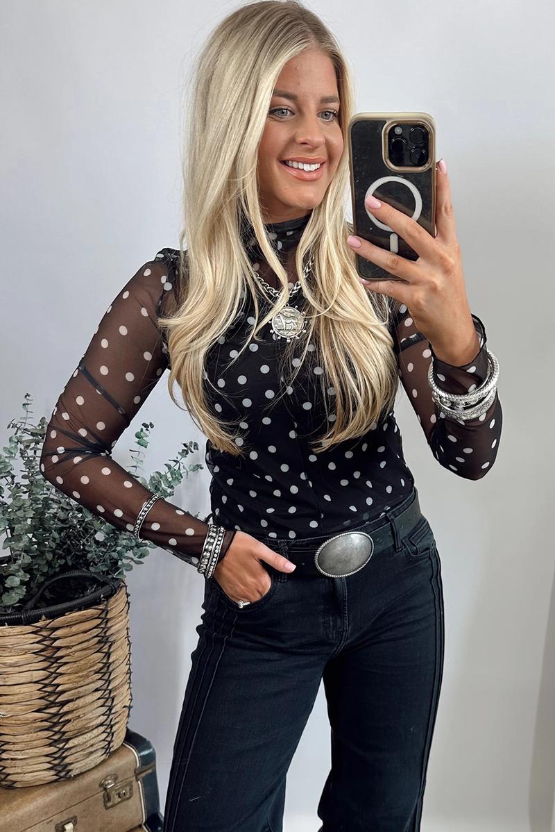 Women's Slim Fit Mock Neck Long Sleeve Mesh Top