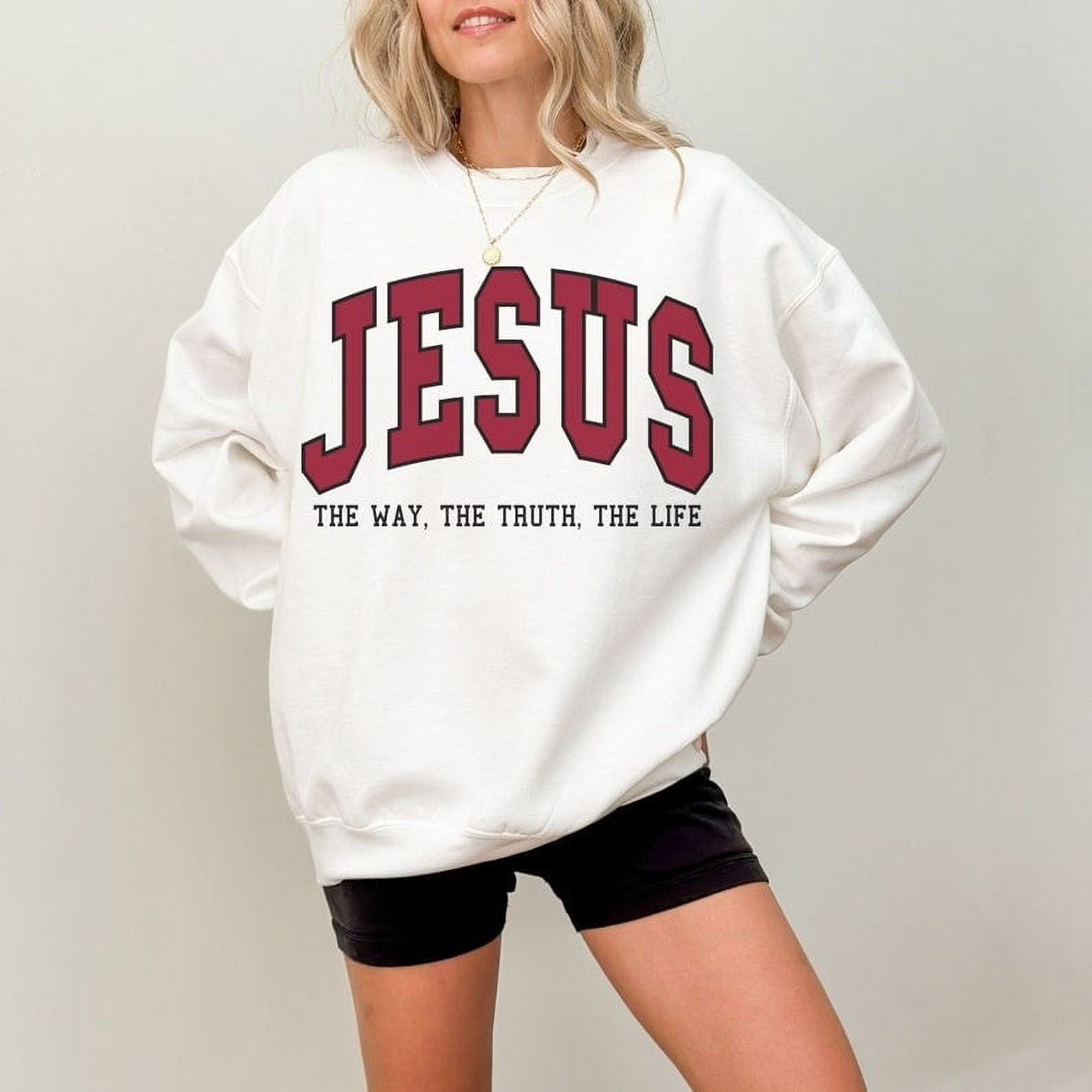 Trendy Crewneck Jesus "Way Truth Love" Sweatshirt