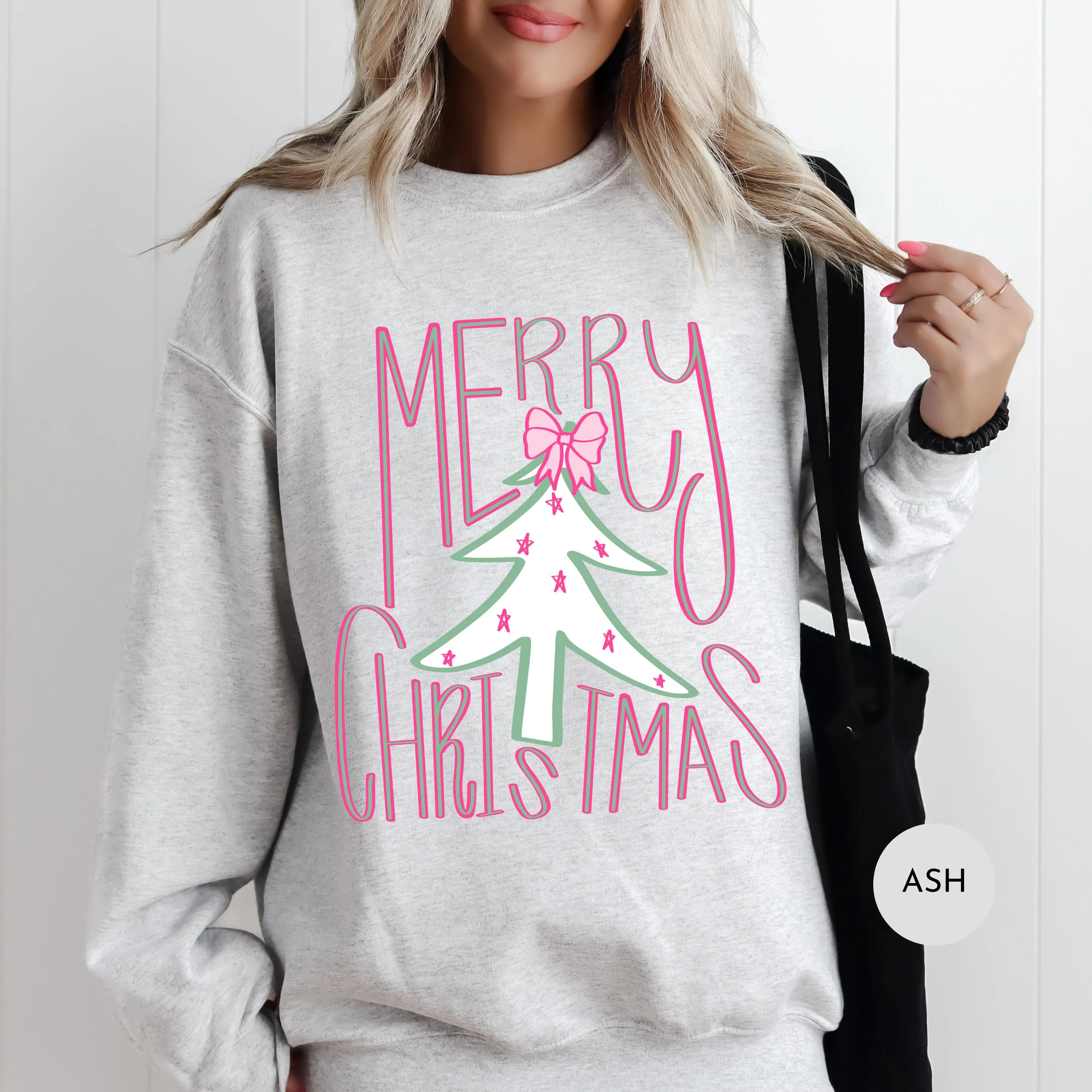 Retro "Merry Christmas" Tree Graphic Holiday Sweatshirt