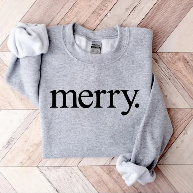 "merry." Crewneck Minimalist Christmas Sweatshirt