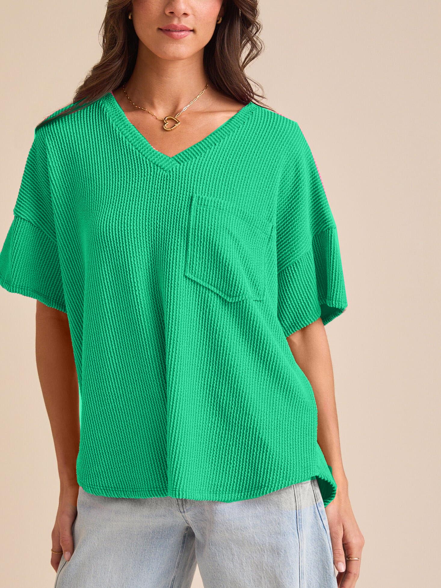 Women's Summer Ribbed Tunic Top