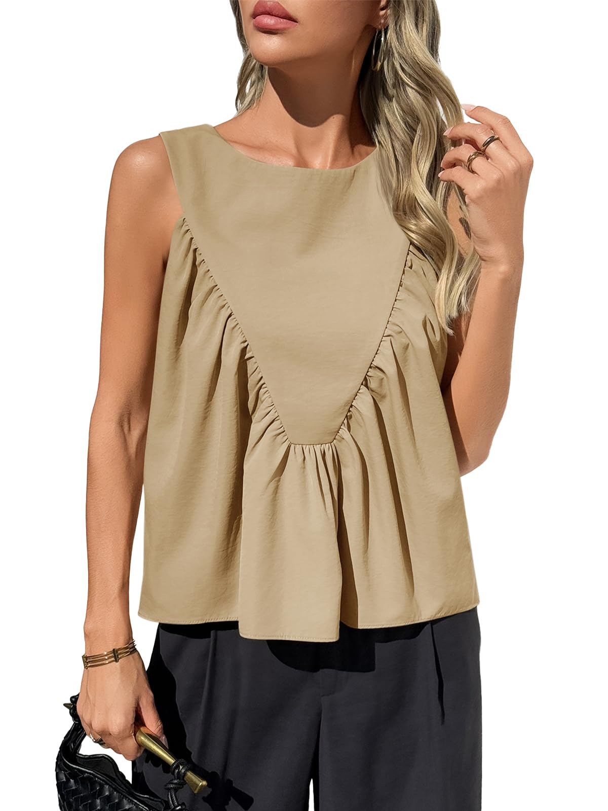 Womens Peplum Babydoll Tank Tops Summer Sleeveless Loose T Shirts (Buy 2 Free Shipping!!!)