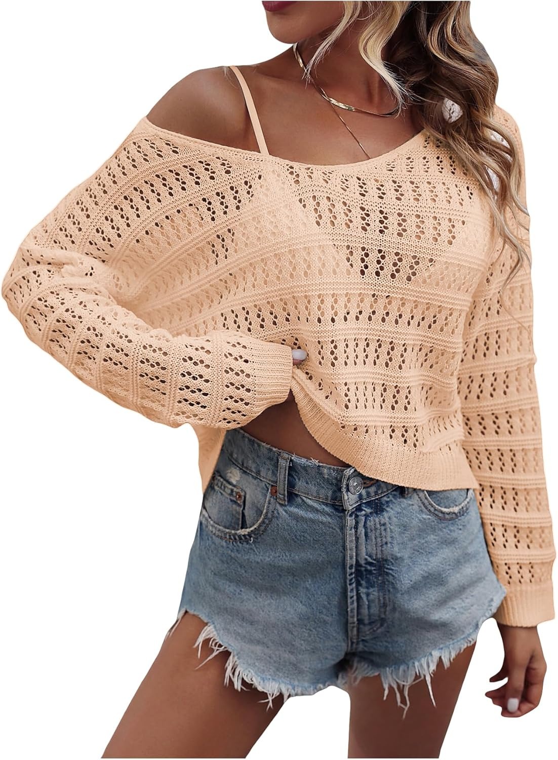 Hollow Knit Drop-Shoulder Sweater Top (Buy 2 Free Shipping!!!)