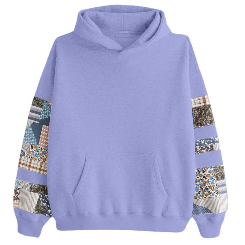Womens Quilted Graphic Essential Popover Hoodie