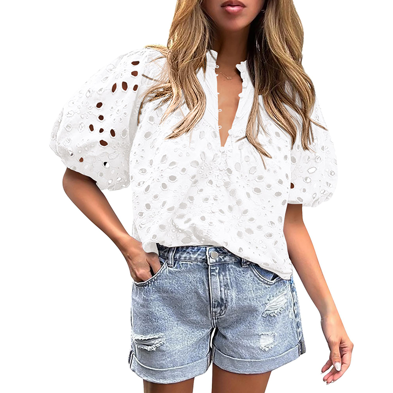 Women's Summer V-Neck Hollow Lace Top✨BUY 2 FREE SHIPPING✨