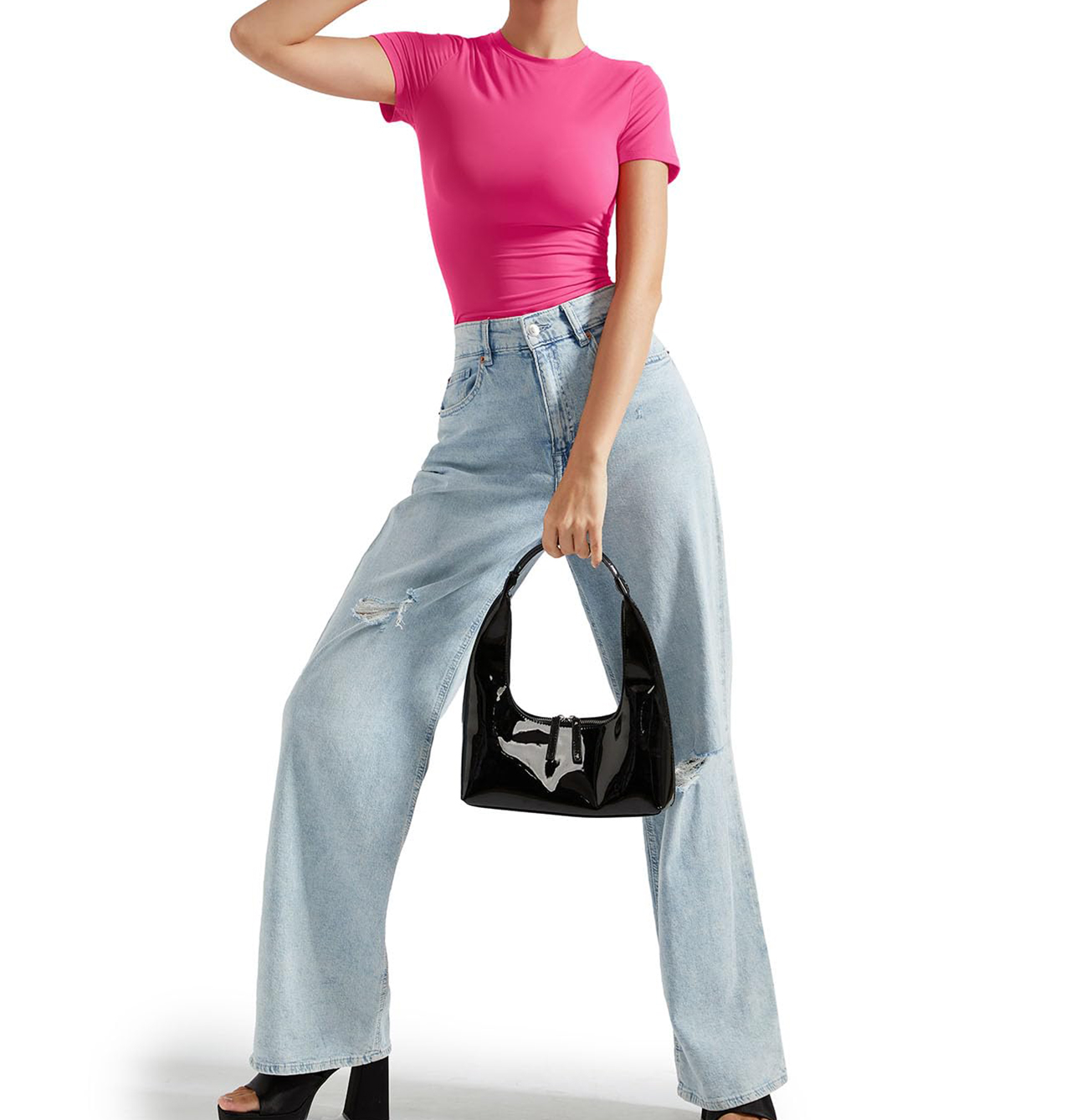 Women's Double Lined Slim Fit Crew Neck Short Sleeve T-Shirt