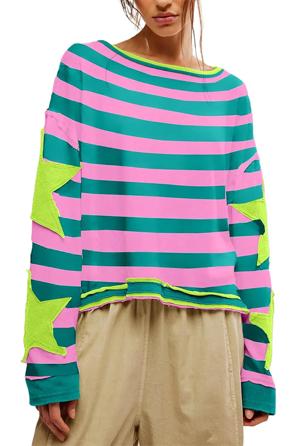 Women's Oversized Star Sweatshirt Long Sleeve Shirt Drop