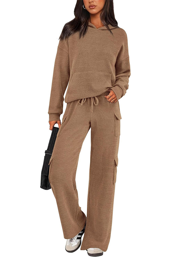 Women's Casual Hooded Sweatshirt Pocket Pants 2 Piece Set