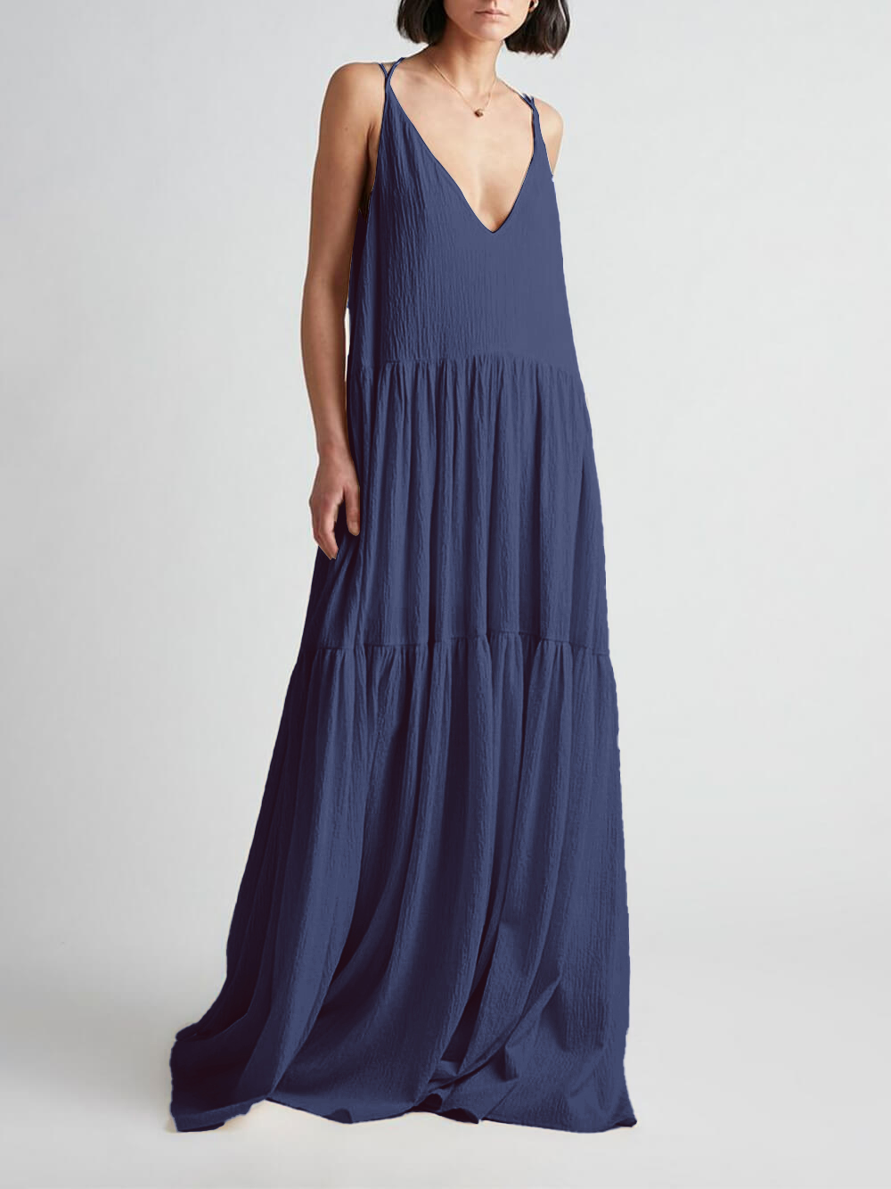 Elegant Resort Deep V-Neckline Strappy Maxi Dress