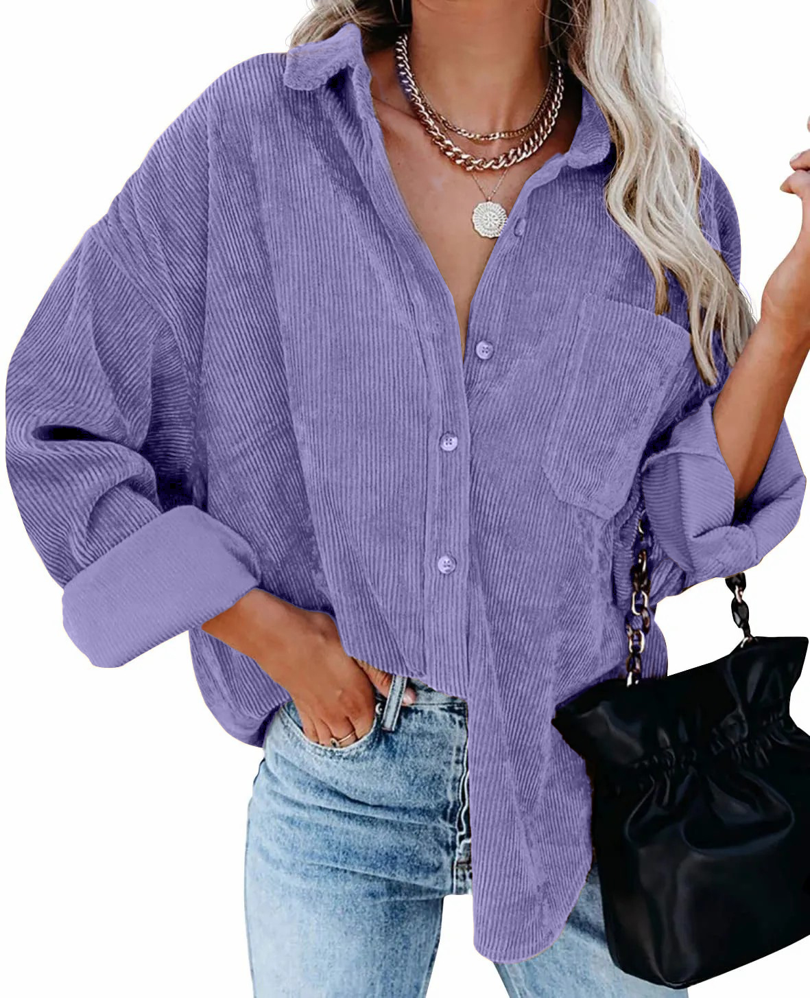 2024 New Autumn Oversized Long Sleeve Corduroy Button Down Shirt(BUY 2 FREE SHIPPING)