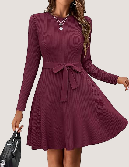 Women's Fall Winter Casual Dress Crewneck Long Sleeve A-Line Sweater (BUY 2 FREE SHIPPING!!!)