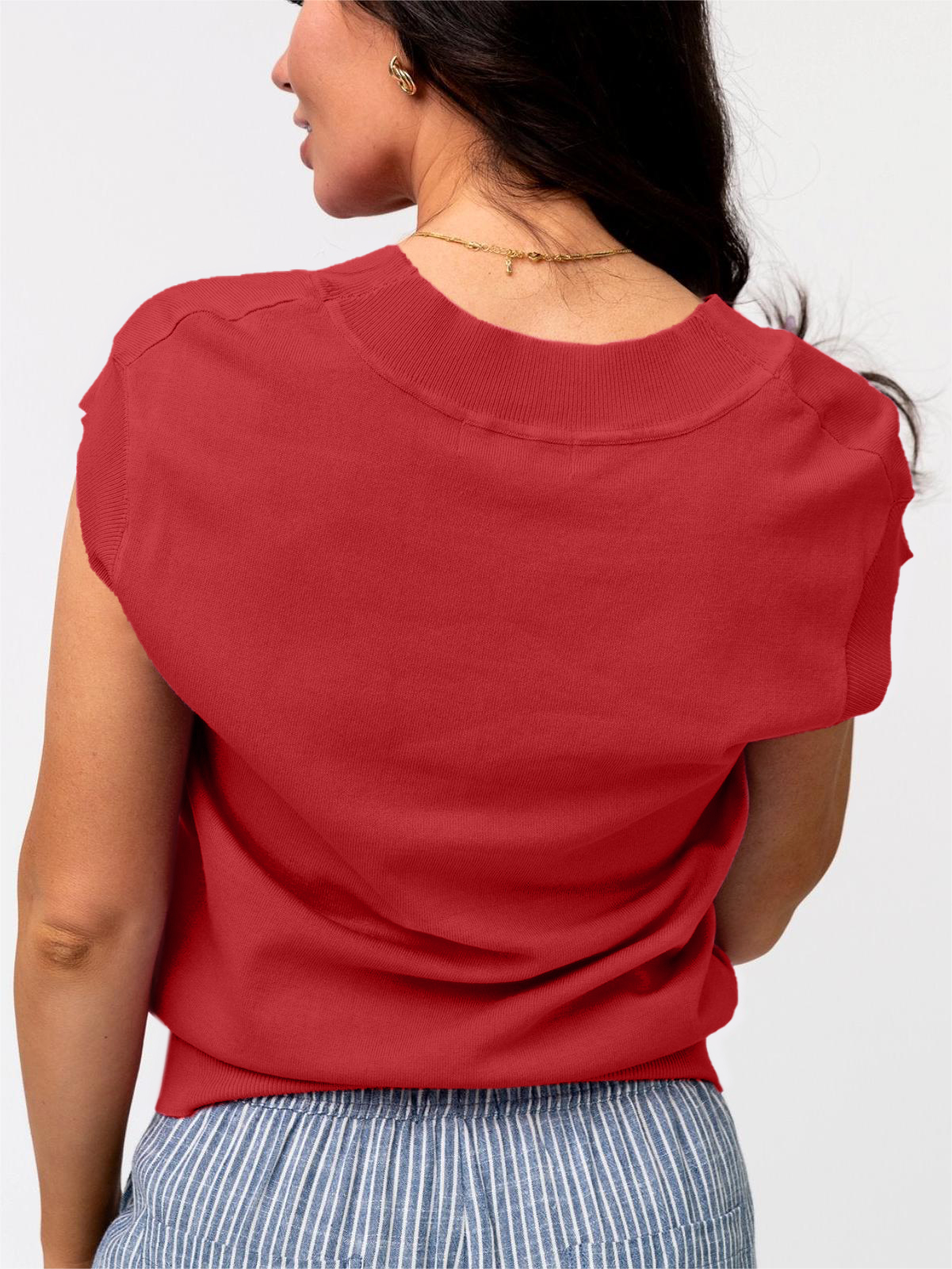Womens  V Neck Cap Sleeve Basic Tops 💥Buy 3 Free Shipping
