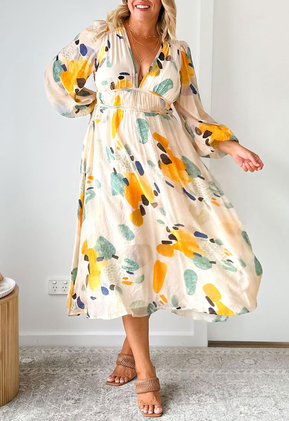 ⏰Women's 2024 Long Sleeve Boho Floral Maxi Dress-hivebabe.com